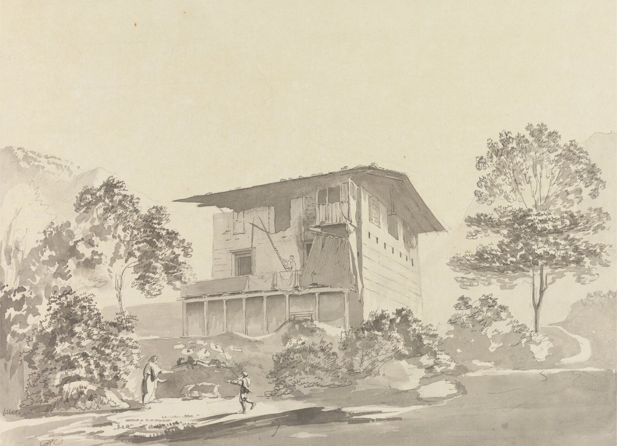 En la aldea cercana a Tassisudon [Tashicho Dzong] de Samuel Davis