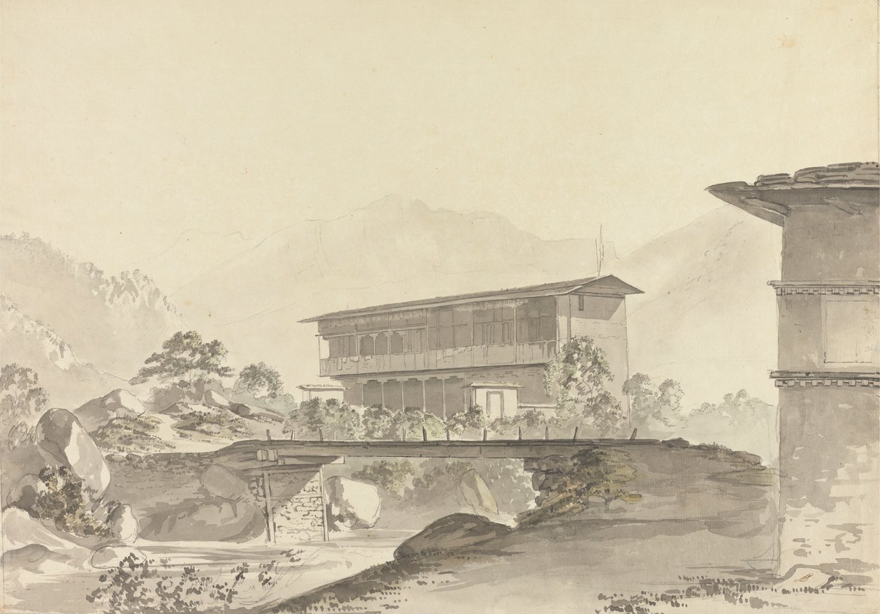 Cerca de Tassisudon [Tashicho Dzong] de Samuel Davis