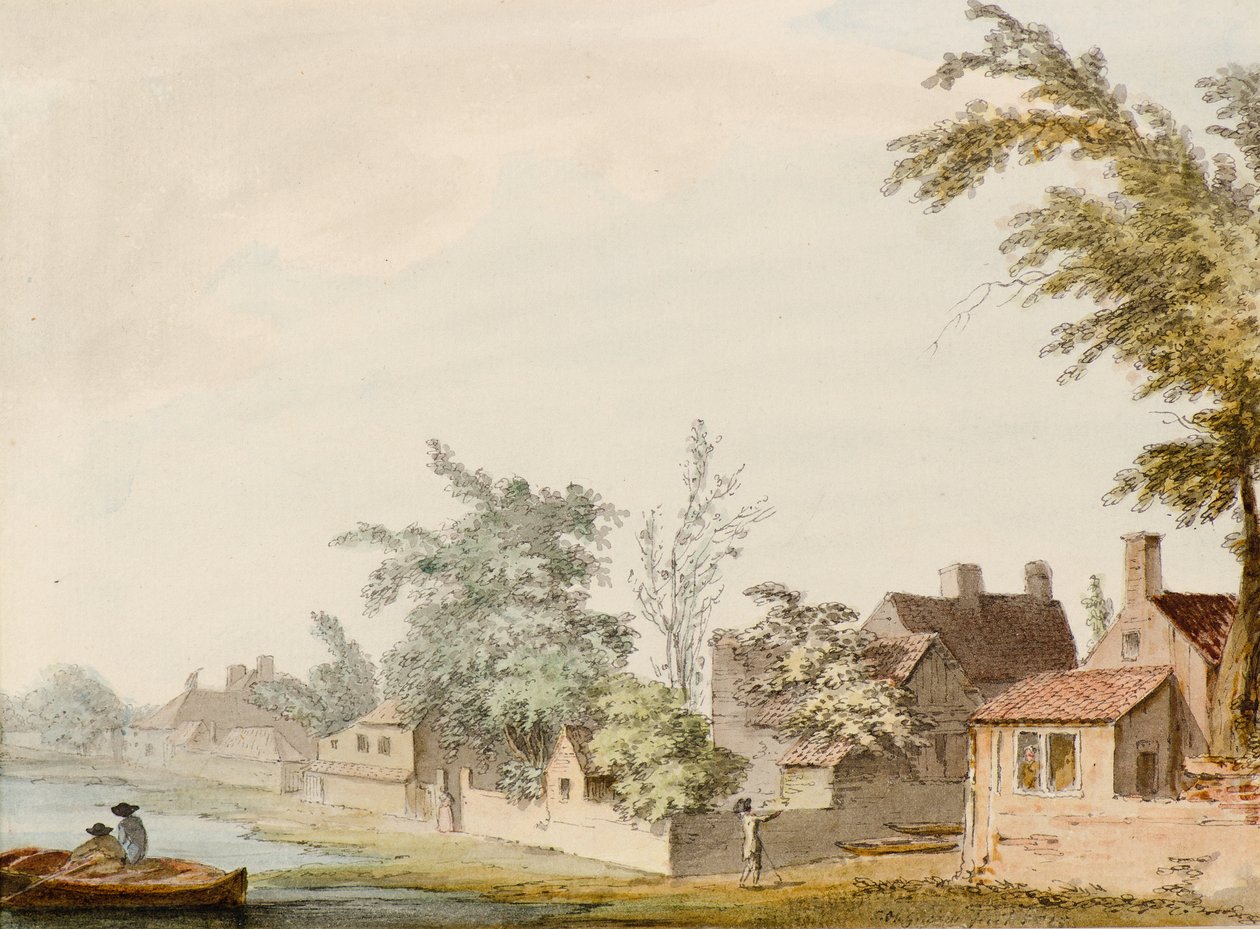 Un pueblo junto a un lago de Samuel Hieronymous Grimm