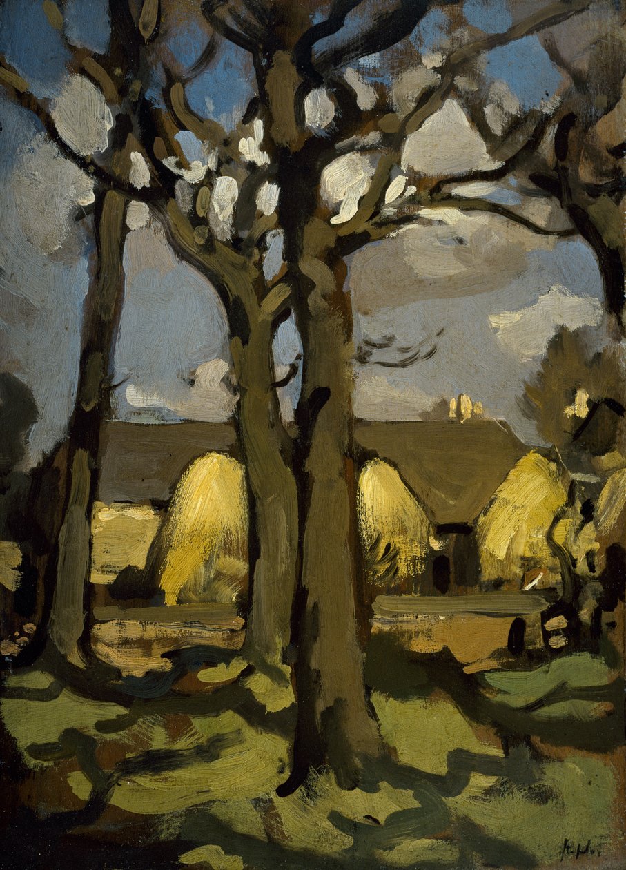 Granja Steading (óleo sobre tabla) de Samuel John Peploe