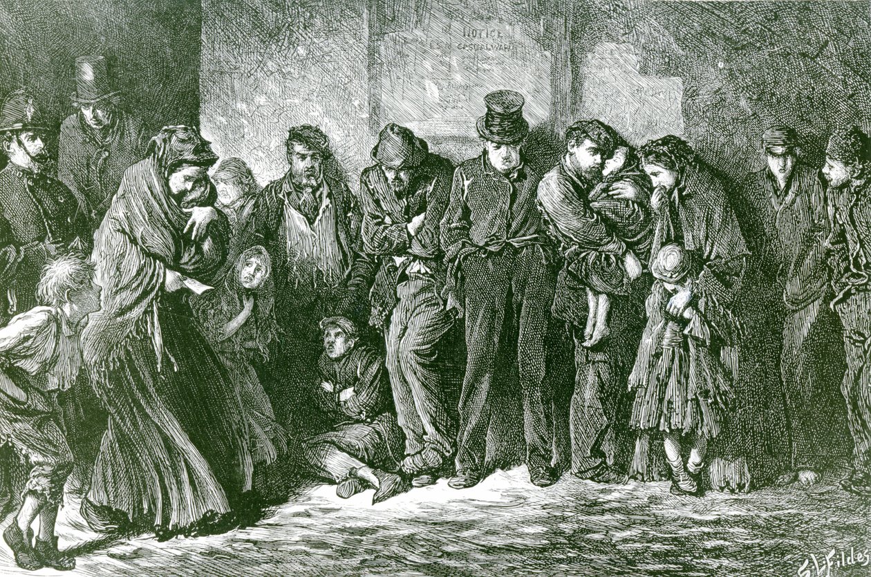 Sin hogar y hambriento de Samuel Luke Fildes