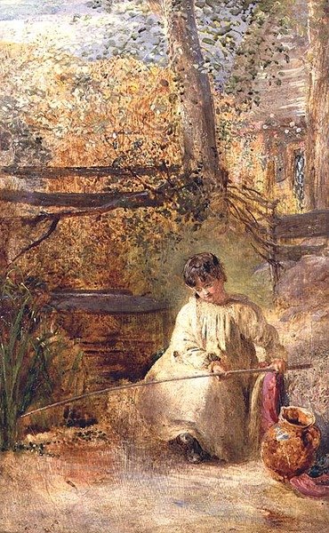 Un niño pescando de Samuel Palmer