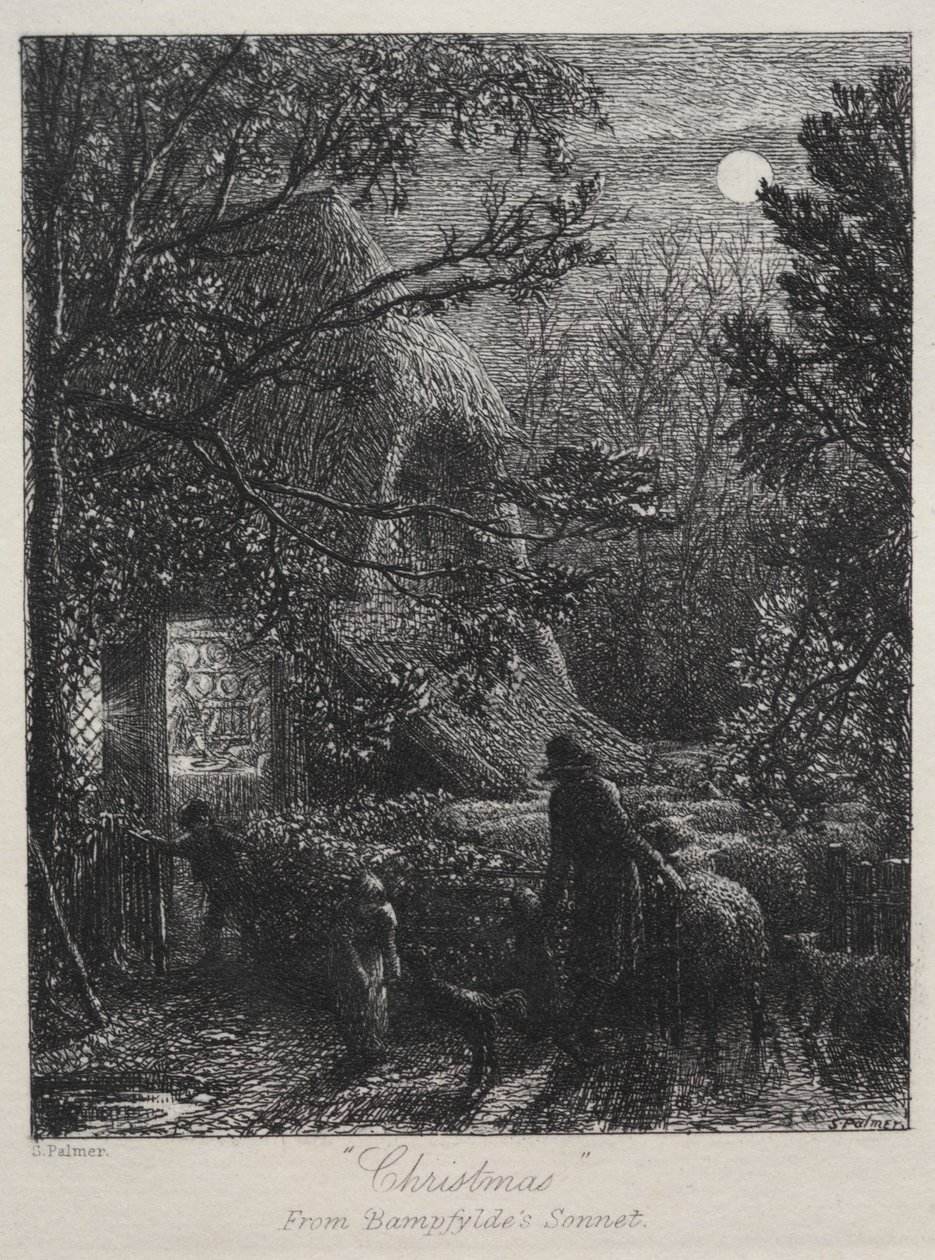 Navidad Doblado la Última Oveja, 1850 de Samuel Palmer