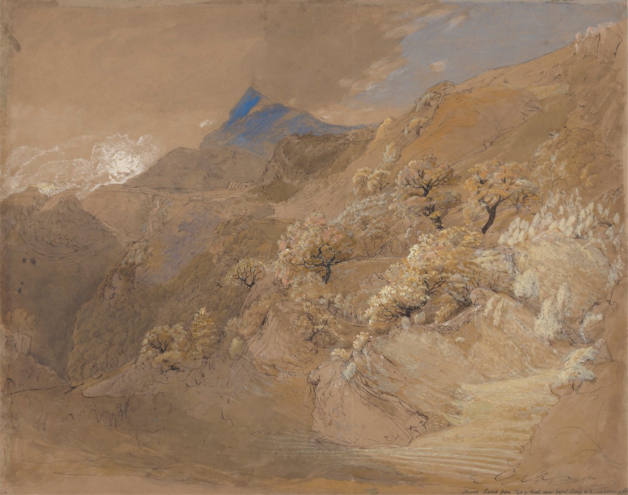 Monte Siabod desde Tyn-y-Coed, cerca de Capel Curig de Samuel Palmer