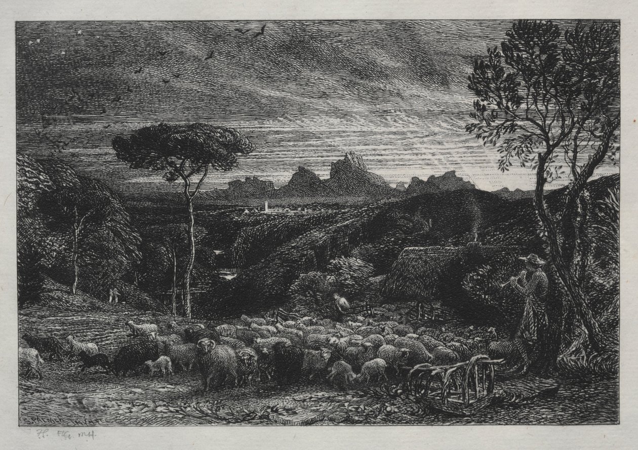 Abriendo el redil, 1880 de Samuel Palmer