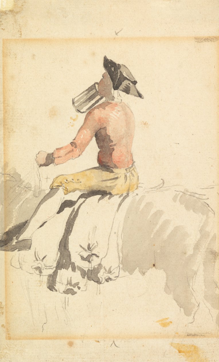 Un mozo a caballo, bebiendo de Samuel Scott