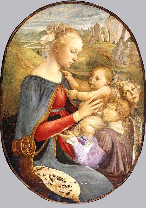 Madonna y niño con dos ángeles de Sandro Botticelli