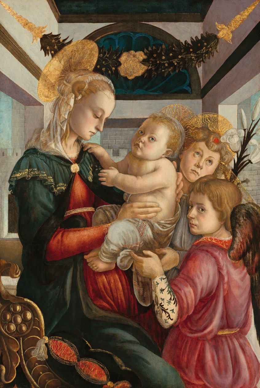 Madonna y el Niño con dos ángeles de Sandro Botticelli