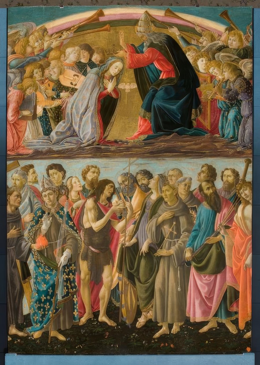 Coronación de María con santos de Sandro Botticelli