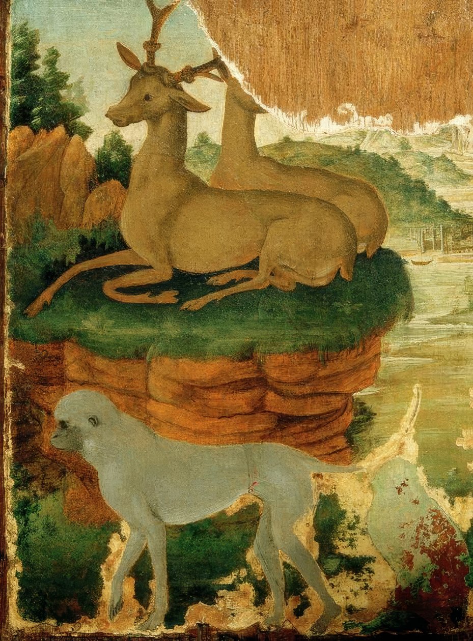 Paisaje con corzos y monos de Sandro Botticelli