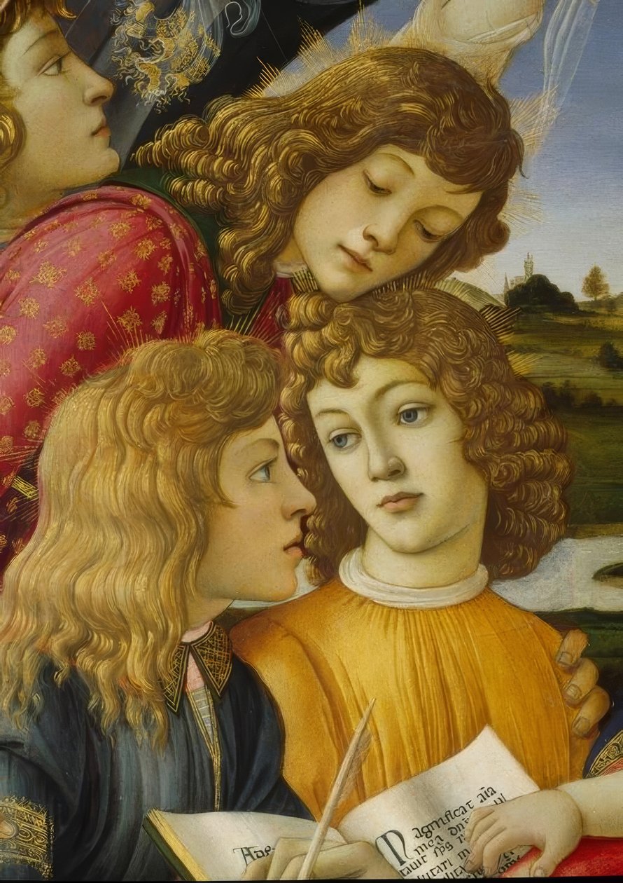 María con niño y cinco ángeles de Sandro Botticelli