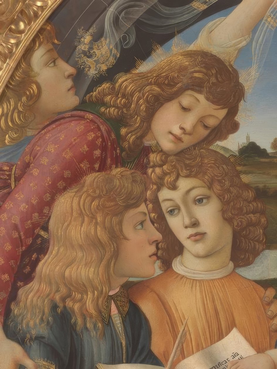 María con niño y cinco ángeles de Sandro Botticelli