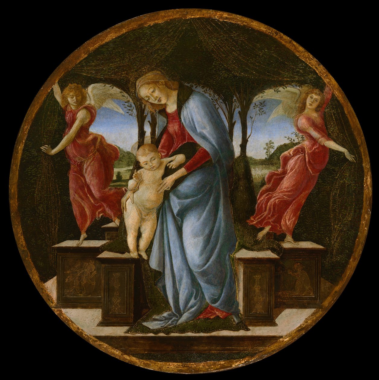 Virgen y Niño con dos ángeles de Sandro Botticelli