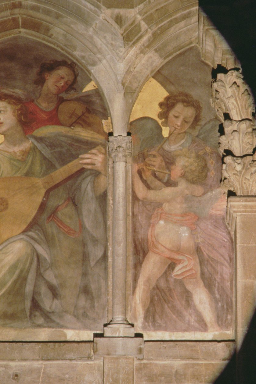 Ángeles Musicales en un Claustro Trompe-l