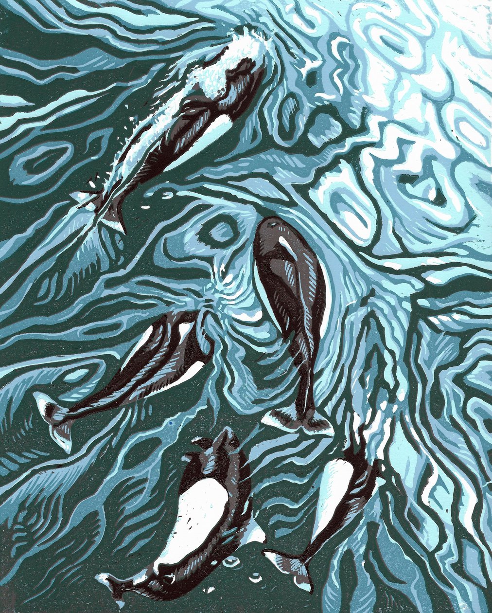 Jinetes de la estela, 2016 (Linograbado) de Sarah Drummond