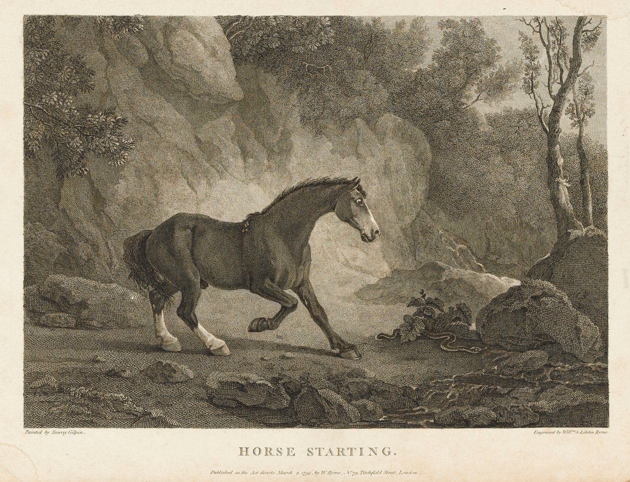 Arranque del caballo (grabado) de Sawrey (after) Gilpin
