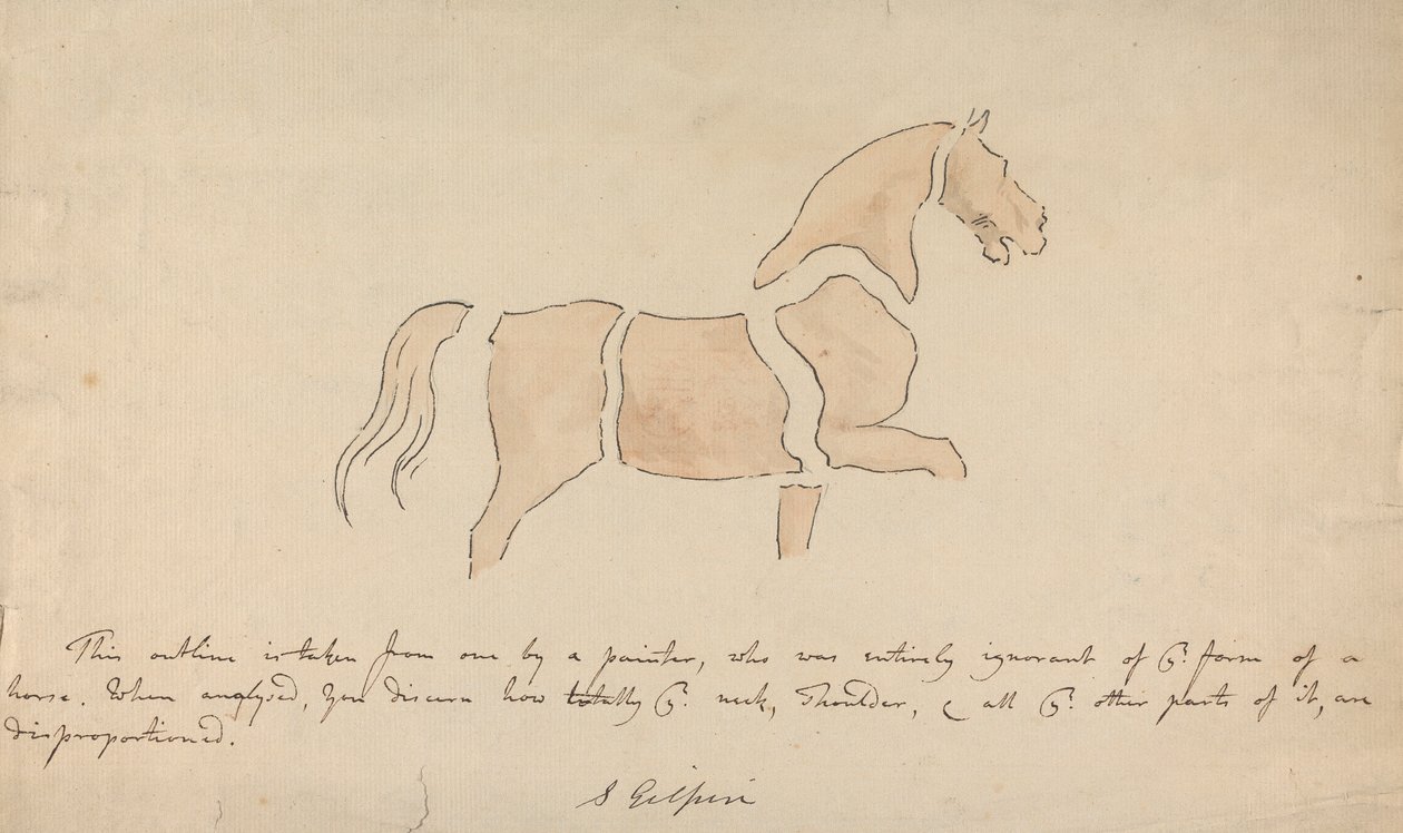Dibujo desproporcionado de un caballo de Sawrey Gilpin