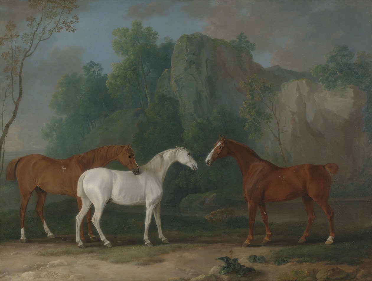Tres Cazadores en un Paisaje Rocoso de Sawrey Gilpin