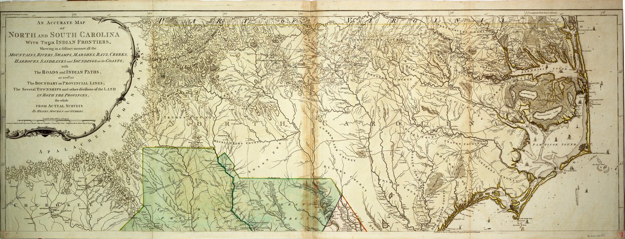 Mapa de Carolina del Norte y del Sur de Sayer & Bennett