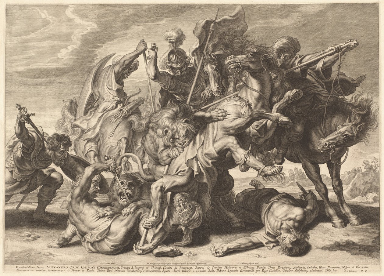 Caza de leones de Schelte Adams Bolswert after Sir Peter Paul Rubens