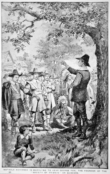 George Fox predicando en Maryland de School American