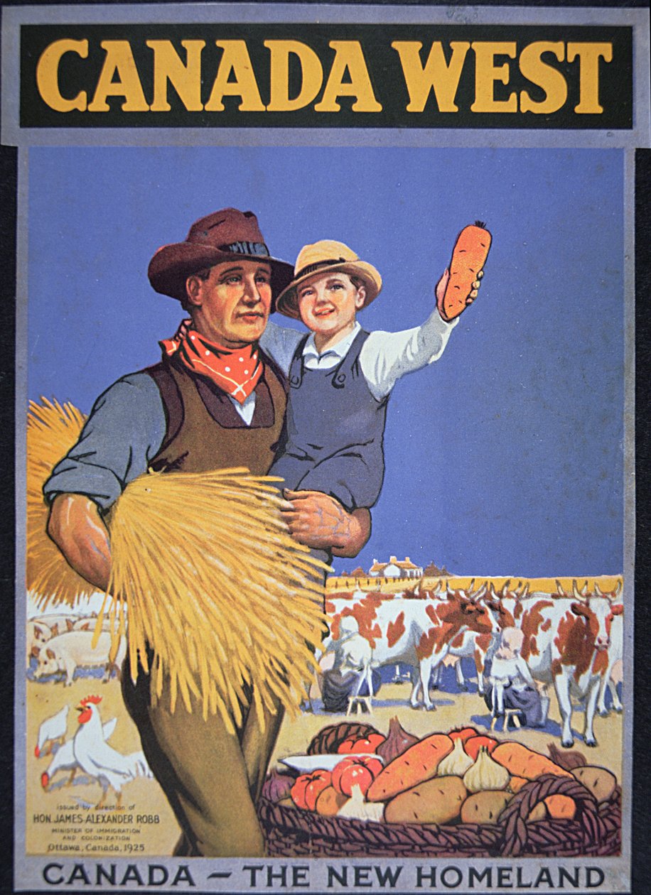 Póster promoviendo la inmigración a Canadá de School Canadian