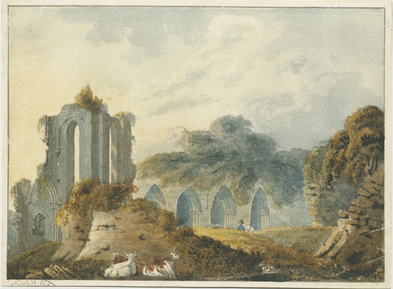 Croxden Abbey: acuarela de School English