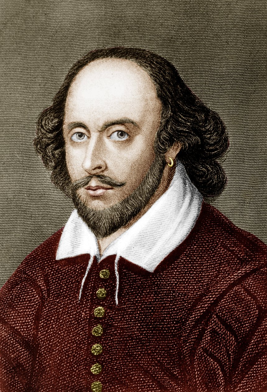 William Shakespeare (grabado en color) de School English
