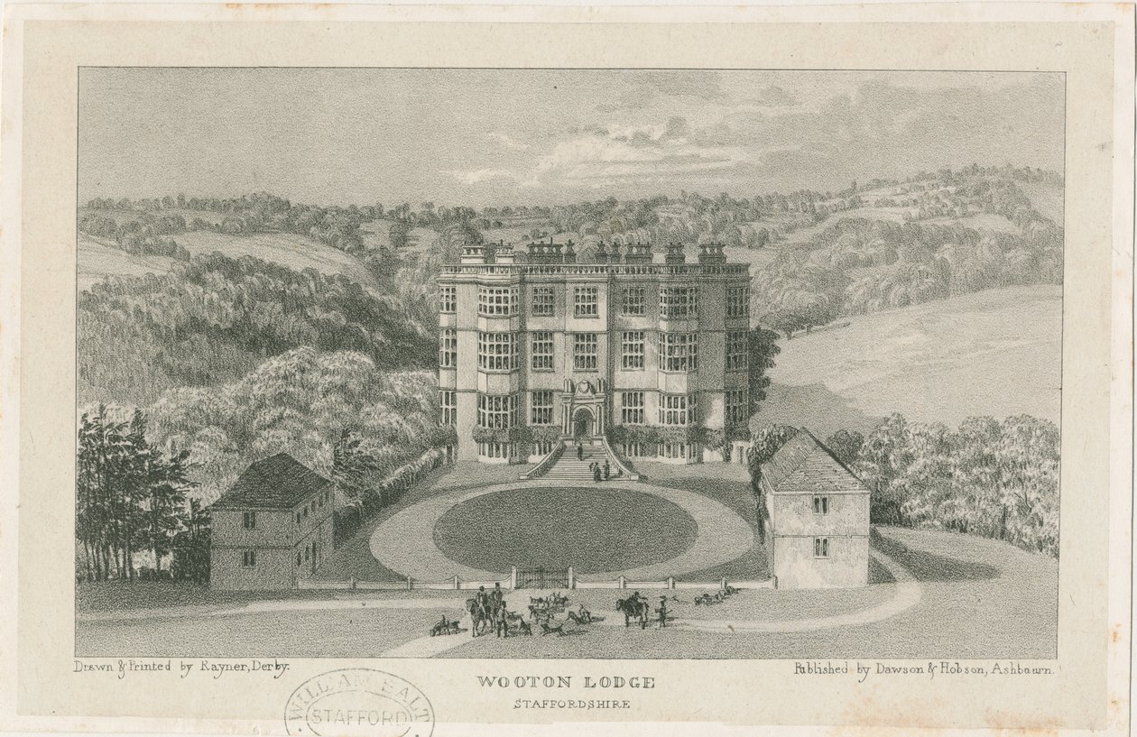 Wootton Lodge: litografía, nd [c 1839] de School English