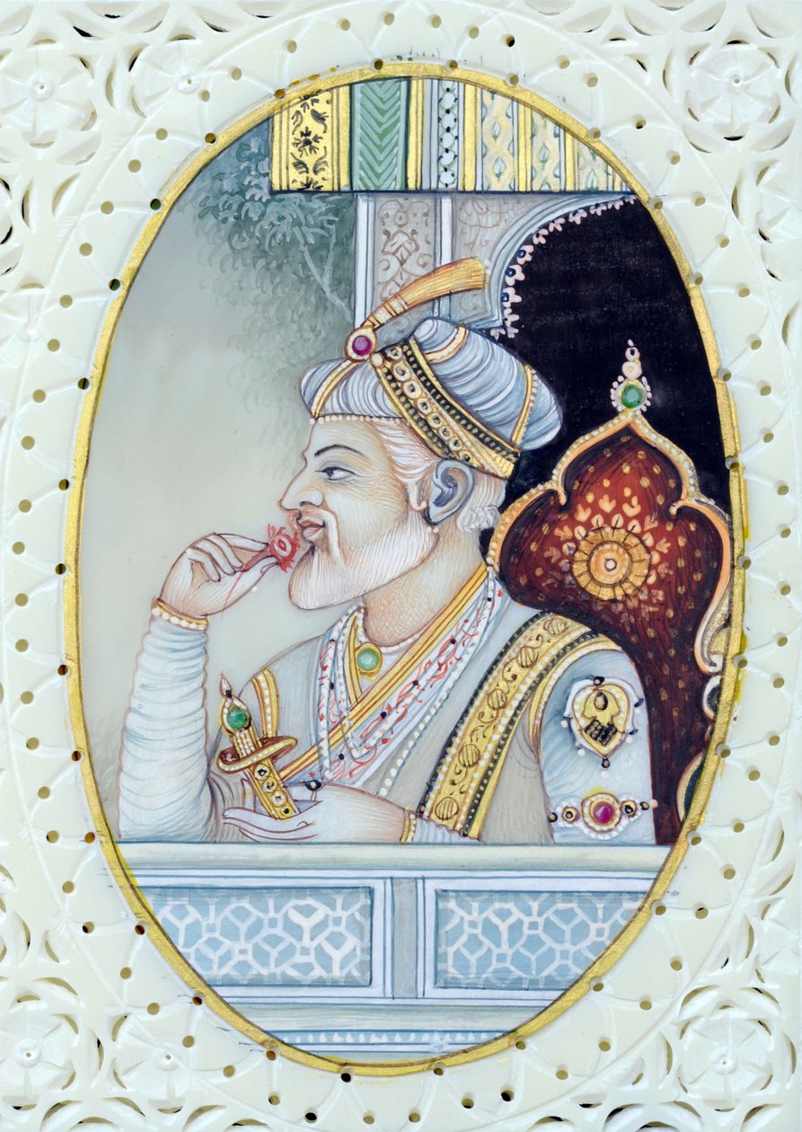 Pintura en miniatura del emperador mogol Aurangzeb de School Indian