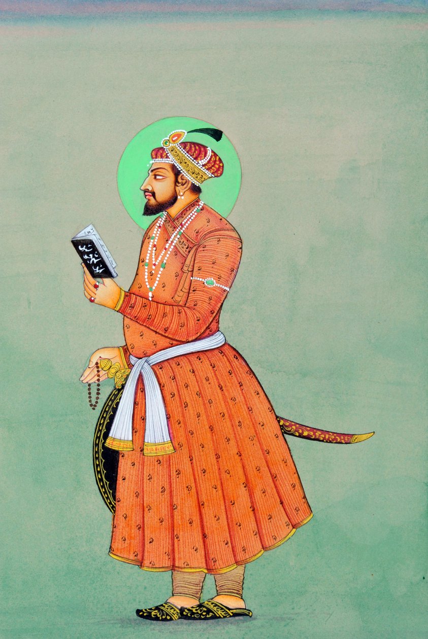 Pintura en miniatura del emperador mogol Aurangzeb de School Indian
