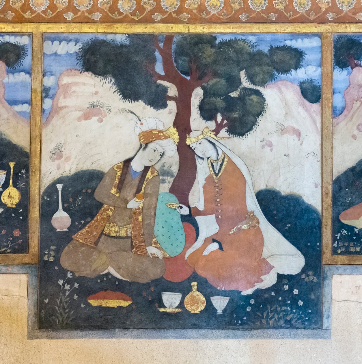 Fresco del palacio Chehel Sotoun, Isfahán, Irán de School Iranian