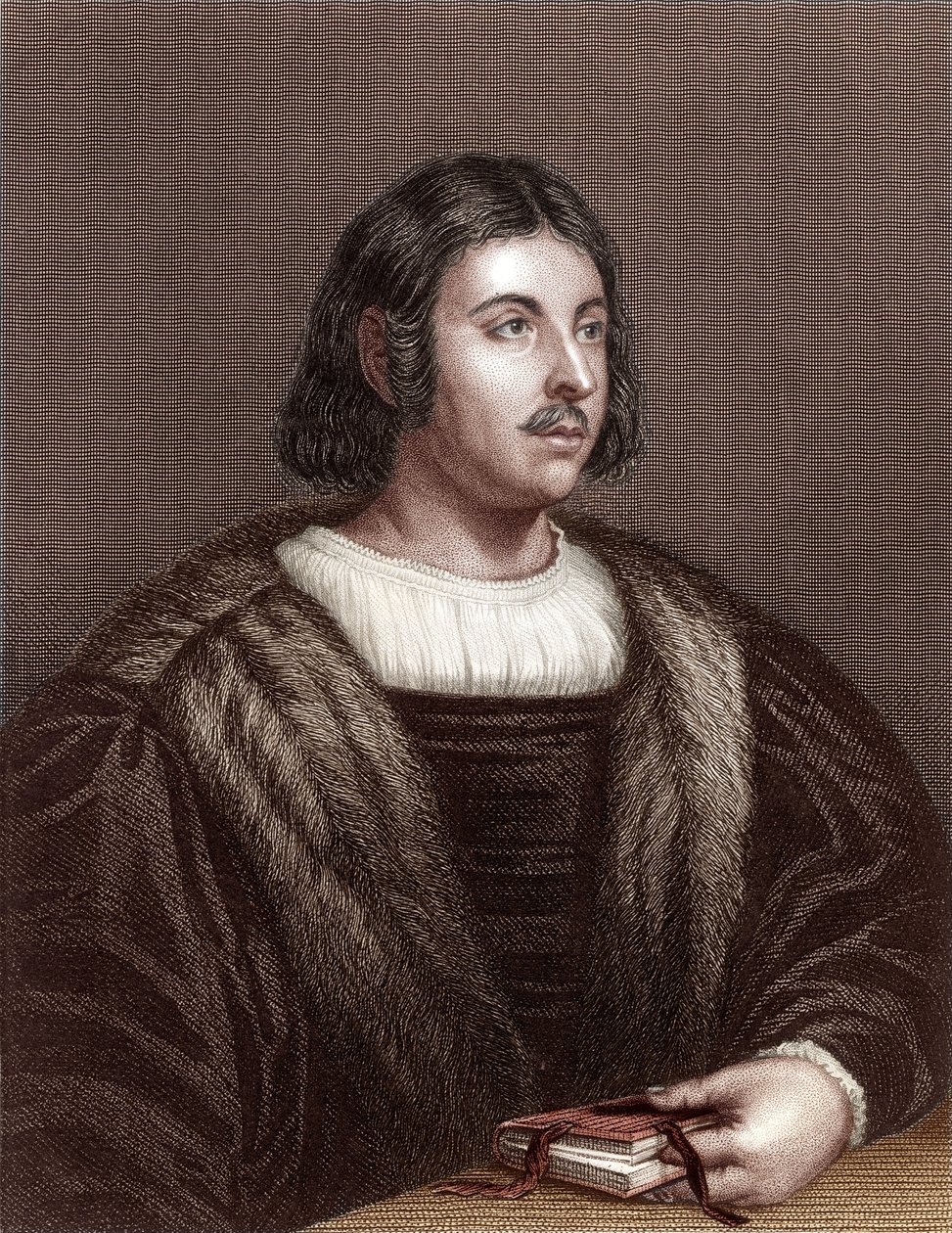 Giovanni Boccaccio (grabado en color) de School Italian