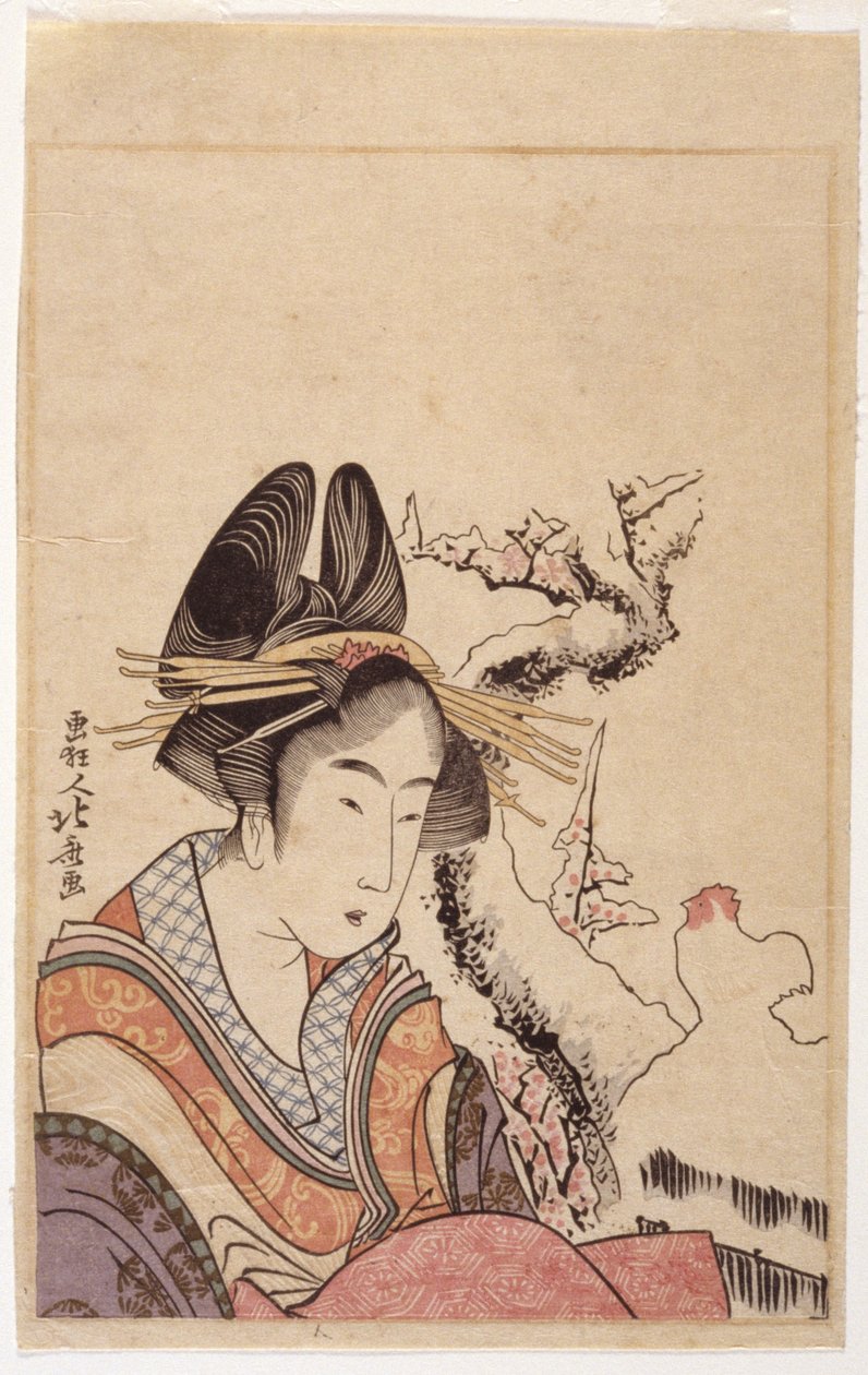 Cabeza de dama (xilografía) de School Japanese