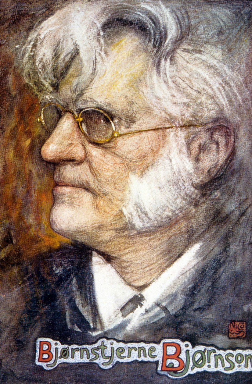 Bjørnstjerne Martinius Bjørnson (litografía en color) de School Norwegian