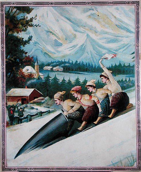 Turistas en trineo, principios del siglo XX de School Swiss