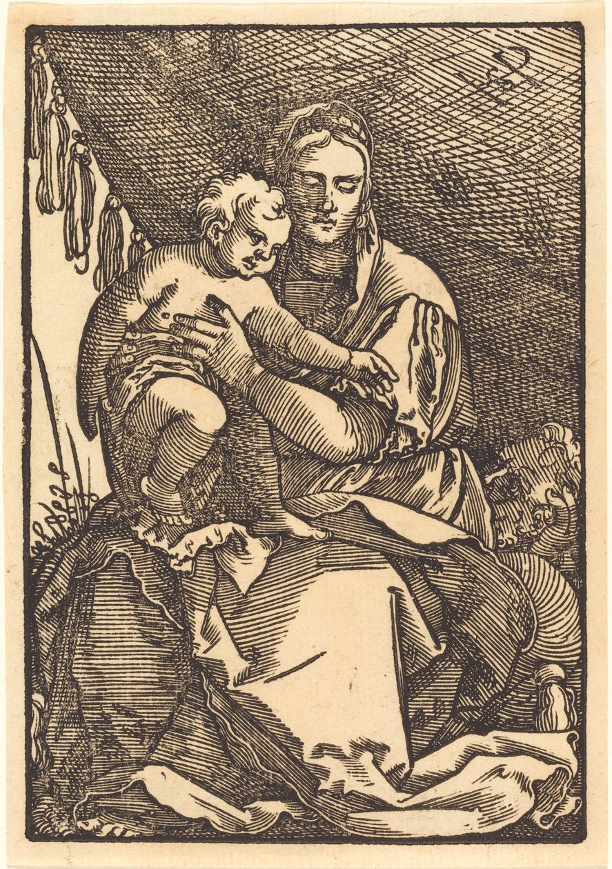 Madonna y niño bajo un dosel de Sebald Beham