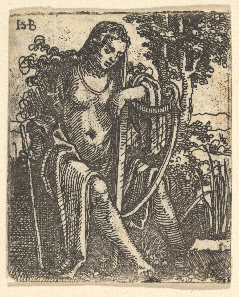 Mujer con arpa, 1520-1525 de Sebald Beham