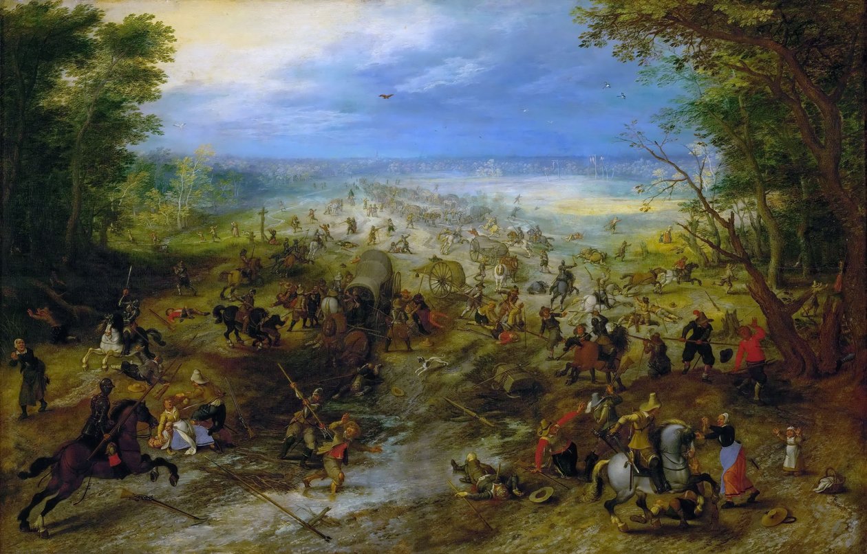 Ataque a un tren de vagones, c. 1612 de Sebastiaen Vrancx