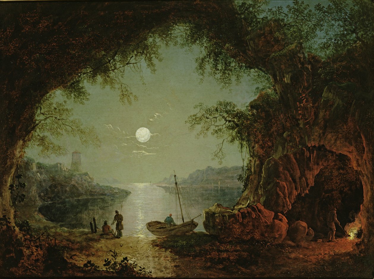 Una cala iluminada por la luna de Sebastian Pether