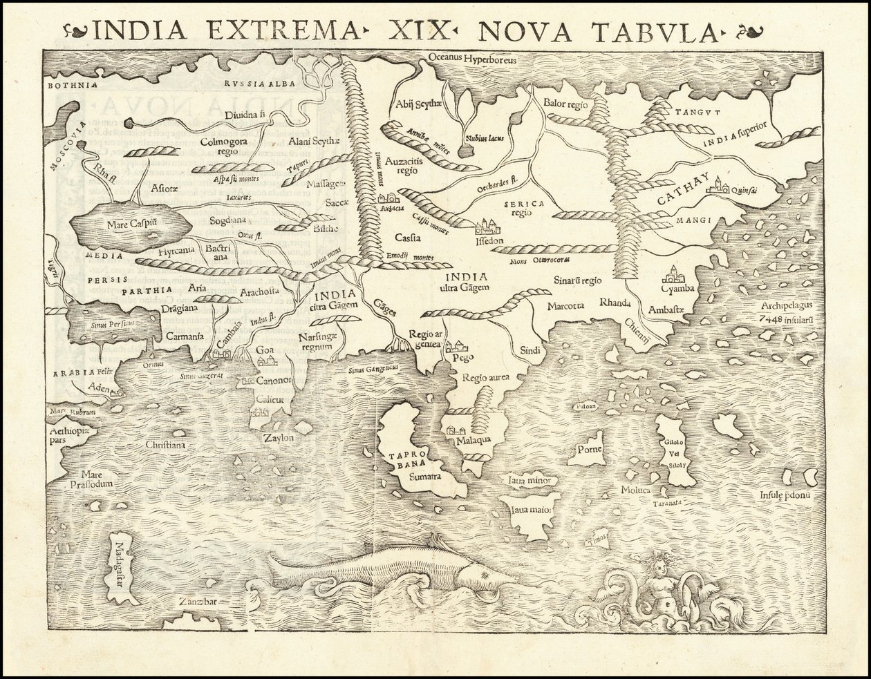 Mapa de Asia de 1542 por Sebastian Münster de Sebastian Munster