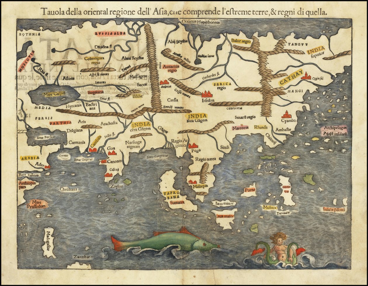 Mapa de Asia de 1550 por Sebastian Münster de Sebastian Munster