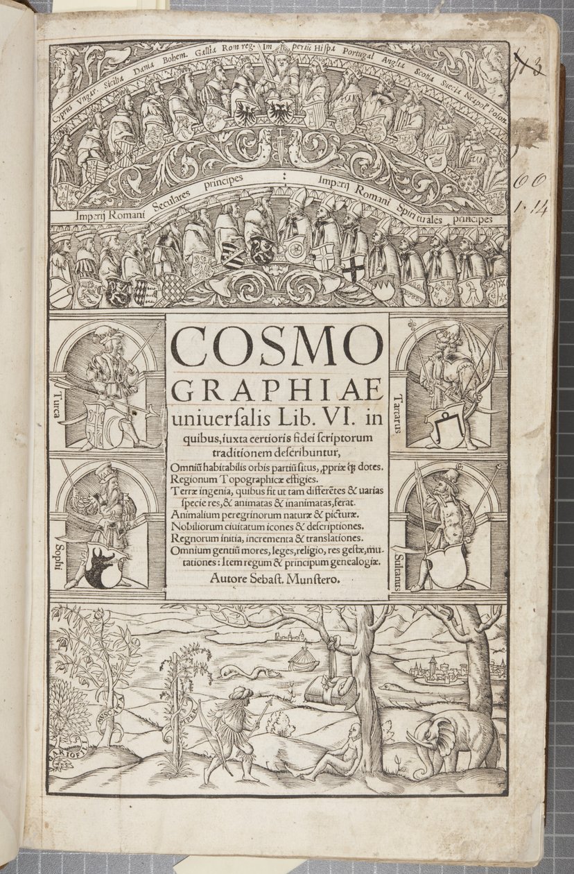 Página del título de Cosmographia, 1544 de Sebastian Munster