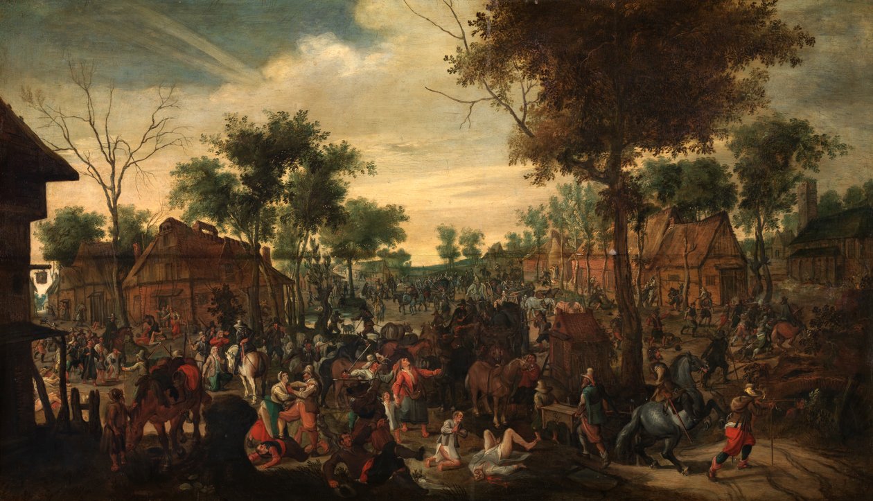 Saqueo de un Hamlet (óleo) de Sebastian Vrancx