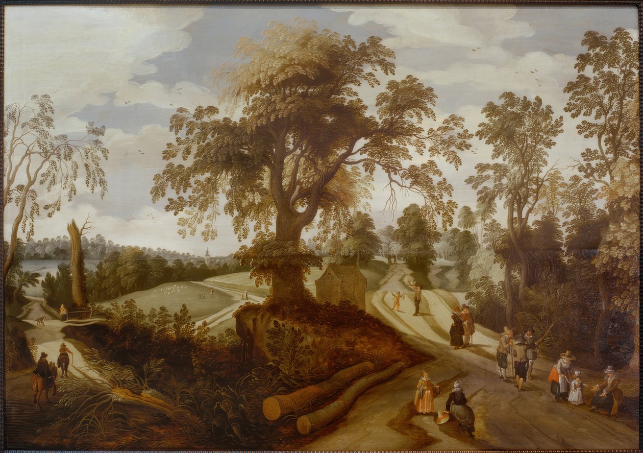 Paisaje veraniego con caminantes de Sebastian Vrancx