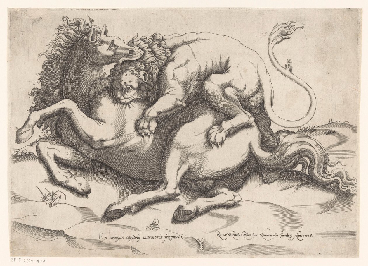 Caballo atacado por un león de Sebastiano di Re