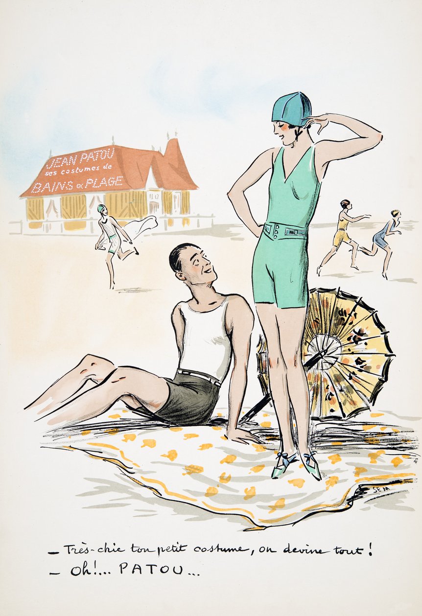 Jean Patou sus trajes de baño o playa, de White Bottoms, pub. 1927 de Sem