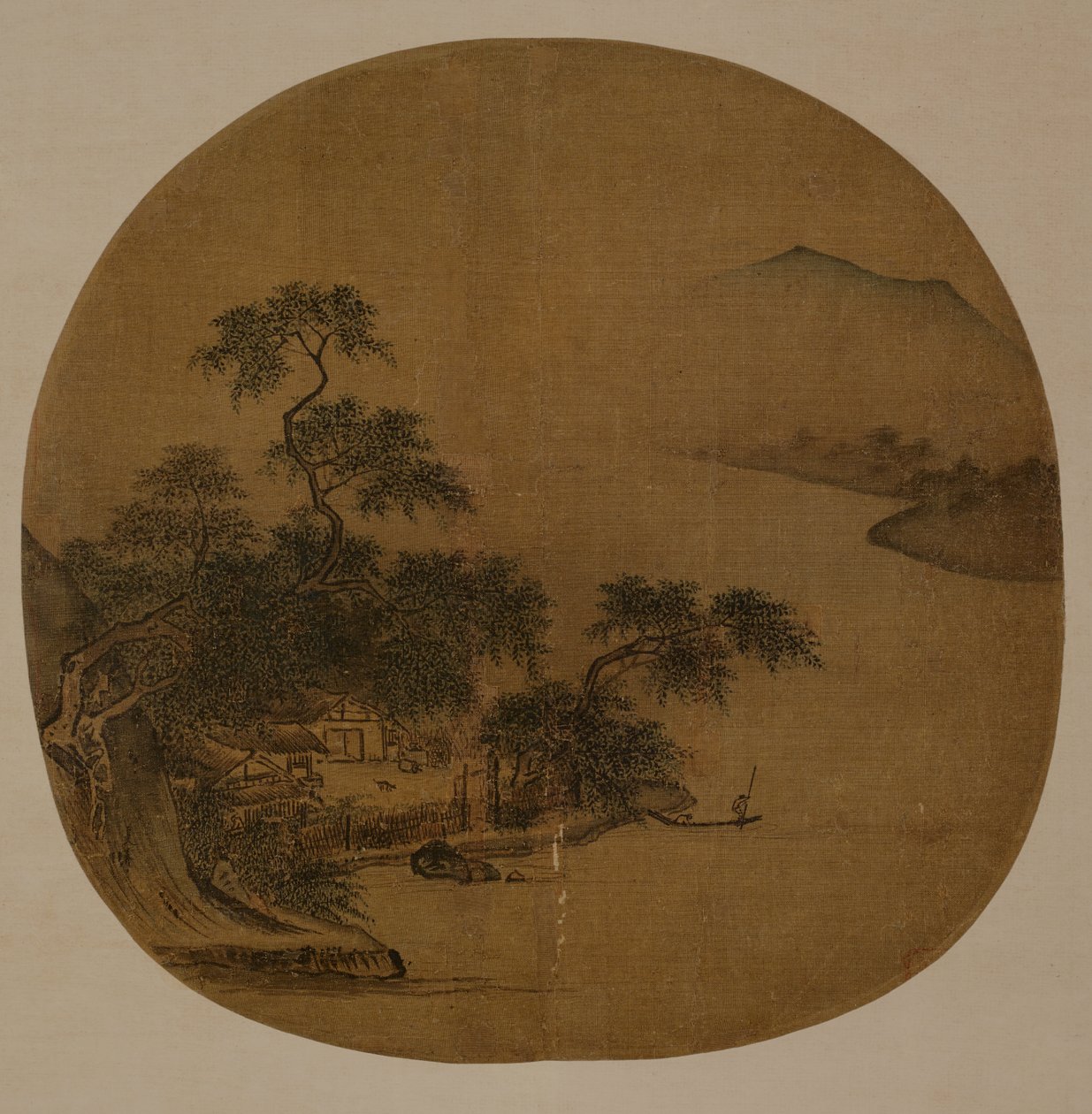 Riverside Retreat, c.1250 (tinta y color sobre seda) de Sen Xia