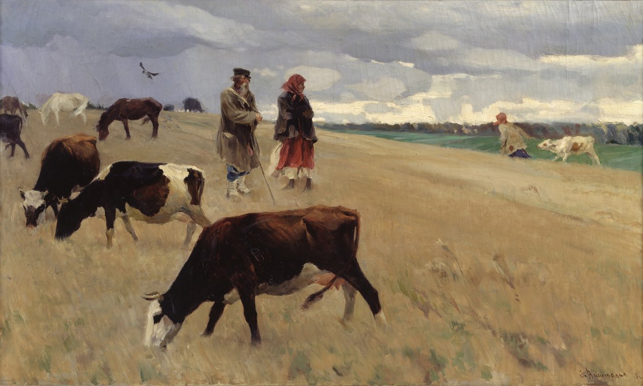 En el campo de rastrojo, 1896 de Sergei Arsenevich Vinogradov