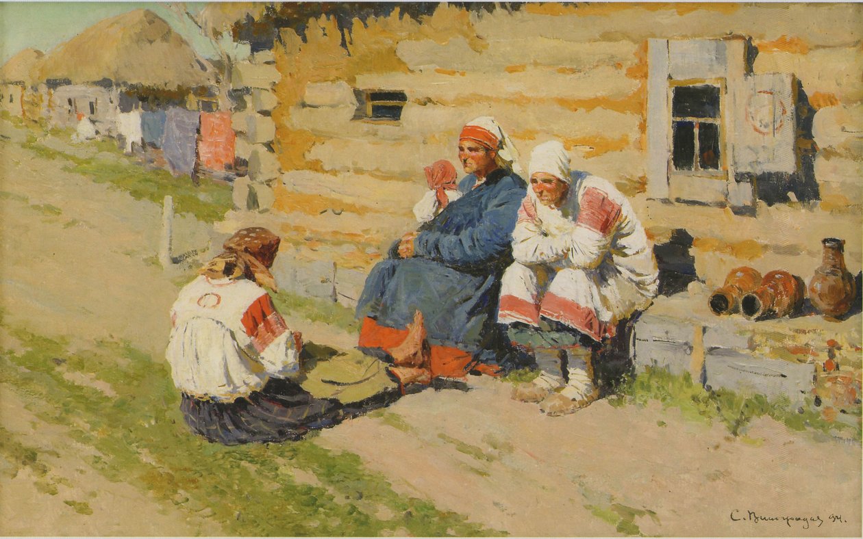 Esperando en el sol, 1894 de Sergei Arsenevich Vinogradov
